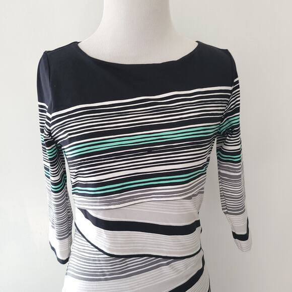 J. McLaughlin Nicola Dress Catalina Cloth Striped Black Layered Women XS - Picture 4 of 14